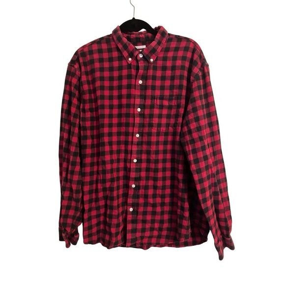 Men’s Old Navy Button Down Buffalo Plaid Flannel SZ XXL 100% Cotton Red & Black - Picture 1 of 8